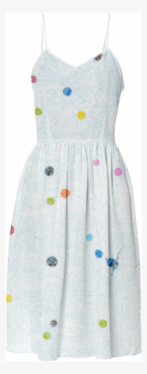 Abstract Waterfall Blue Line Multi-dots Summer Dress - Pattern