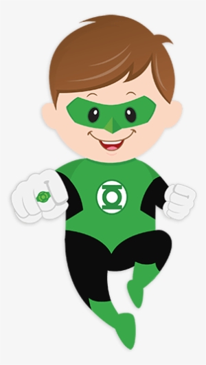 latern clipart baby green - super heroes animados volando