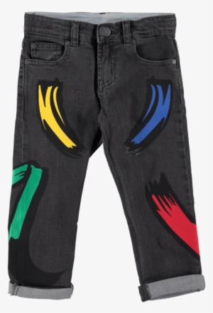 Picture Of 'lohan' Paint Stroke Jeans Black - Pocket
