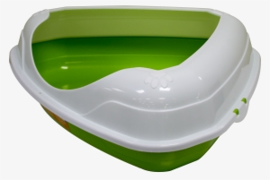 Triangle Cat Litter Pan With Rim Green - Toilet
