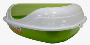 Triangle Cat Litter Pan With Rim Green - Toilet
