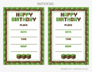 Download The Minecraft Free Party Printables Here - Cumpleaños Invitaciones De Minecraft
