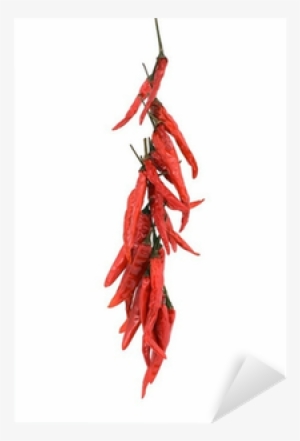 A String Of Dried Red Hot Chili Peppers Isolated On - Bird's Eye Chili