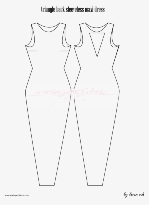 Maxi Sleeveless Dress Sewing Pattern - Line Art