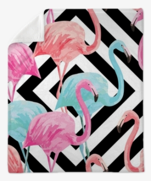 Flamingo Watercolor Pattern, Geometric Background Plush - Tropical Flamingo