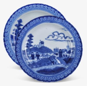 A Pair Chinese “scheveningen” Plates - Blue And White Porcelain