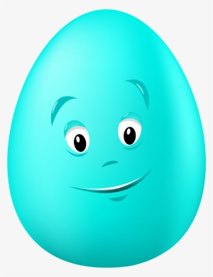 Transparent Easter Blue Egg With Face Png Clipart Picture - Easter Eggs