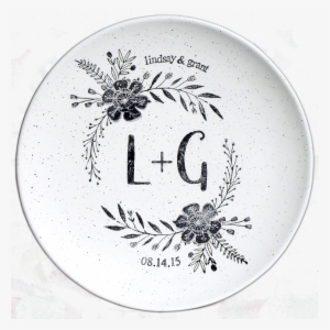 Personalized Anniversary Plate With Flower Design With - Basic Flower Black And White Out Lines Plates