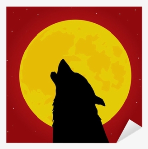 Werewolf Howls In Front Of The Moon Vector Sticker - Werewolf