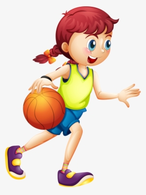 Niña Con Pelota Basketball - Girl Playing Basketball Cartoon