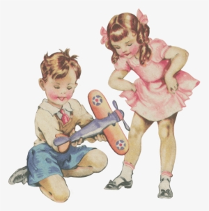 Boy And Girl Playing - Sitting