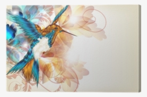 Colorful Vector Design With Realistic Hummingbird And