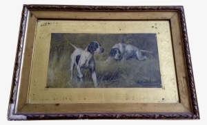 Gustav Muss Arnolt Two Pointers In A Field Original - Picture Frame