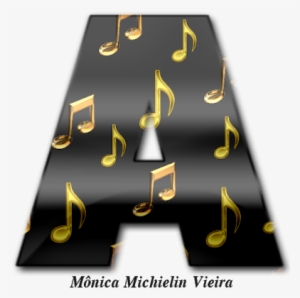 Alfabeto Notas Musicais Douradas E Fundo Preto Png - Music
