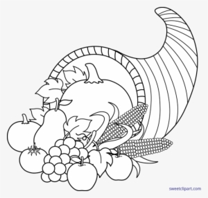 Crown Lineart Tilted - Cornucopia Clipart Black And White