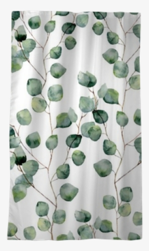 Watercolor Green Floral Seamless Pattern With Eucalyptus - Lunch Napkins Aquarell Leaves