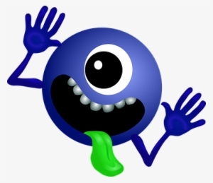 Alien Dark Blue Smiley Monster Cartoon Cha - Galaxy Don T Panic