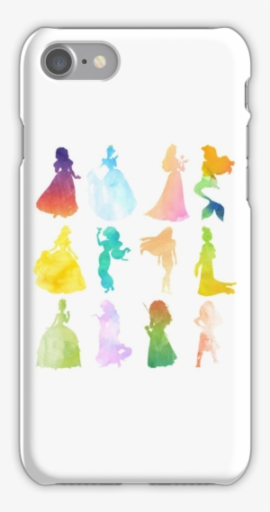 Princesses Watercolor Silhouette Iphone 7 Snap Case - Watercolor Disney Princesses Silhouette