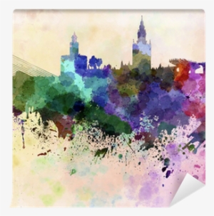 Seville Skyline In Watercolor Background Wall Mural - Painting Png Transparent