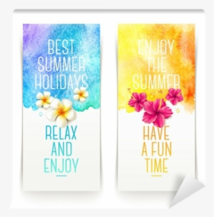 Summer Holidays Watercolor Banners With Tropical Flowers - Летние Иллюстрации