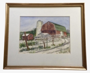 hazel yater, watercolor painting old red barn with - watercolor painting