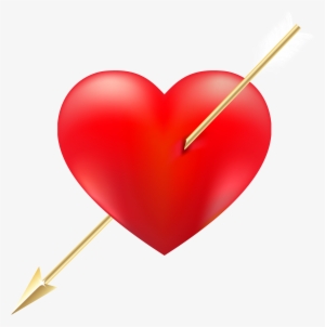 Red Heart With Arrow Png Clipart - Clip Art