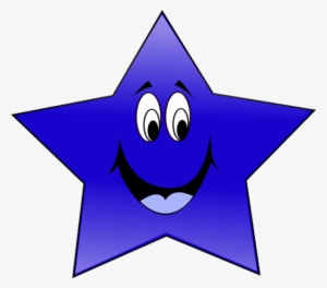 Happy Face Star Clip Art - Blue Star With Face