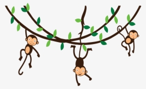 Monkey Clip Art - Monkeys Hanging From Vines
