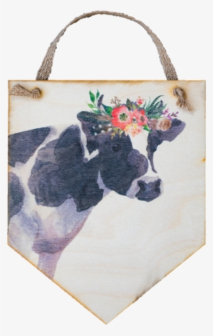 Watercolor Floral Cow - Tote Bag