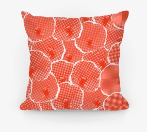 Red Poppy Flower Pattern Pillow - Red Pillow Flowers Transparent