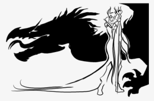 Poster Drawing Evil Queen Dragon Fairy Sleeping Beauty - Dragon Silhouette