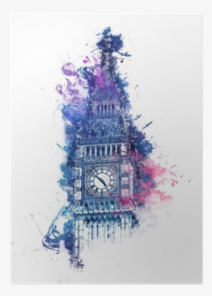 Colorful Watercolor Painting Of Big Ben Poster • Pixers® - Big Ben Watercolor