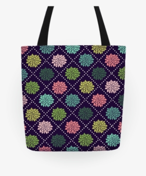 Diagonal Flower Pattern Tote - Tote Bag