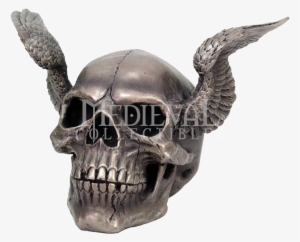 Skull With Angel Wings Skull Head Statue Cold Cast