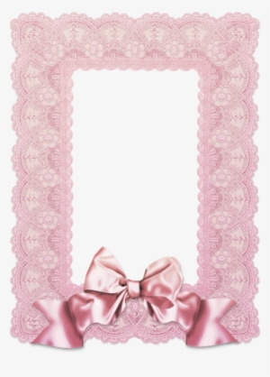 Frame With Pink Lace And Silk Ribbon - Pink Lace Frame Png