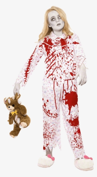 Child Bedtime Zombie Girl Costume - Zombie Pyjama Girl Costume Pink With Top