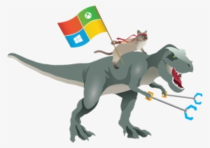 Graphic Of A Ninja Cat Waving A Microsoft Windows Flag - Papo - Dinosaurs - Green Running T-rex