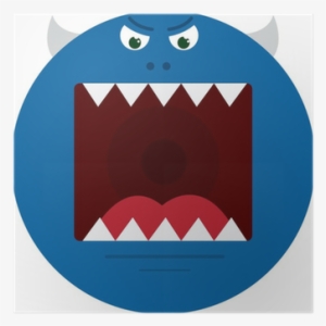 Large Round Blue Monster With Sharp Teeth Poster • - Mouth