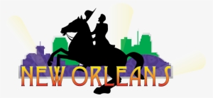 Vector New Orleans Statue With City Background Clip - New Orleans