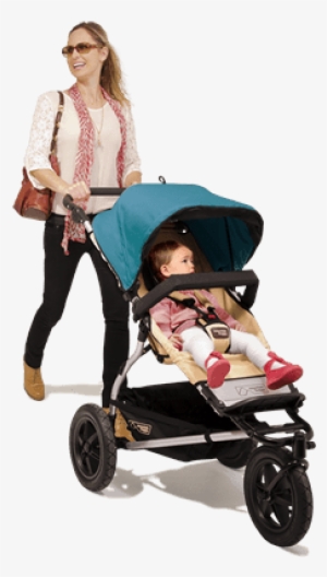 Mother And Child In Urban Jungle Buggy - Woman Pushing Stroller Png