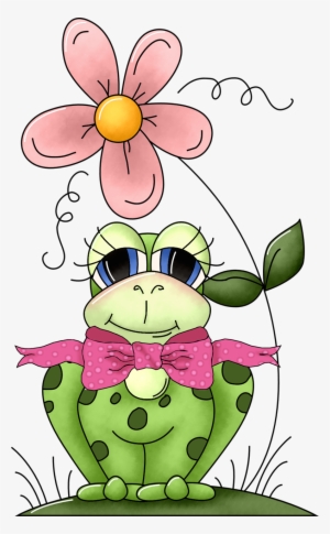 Frog Clip Art - Frog Under Flower Clipart