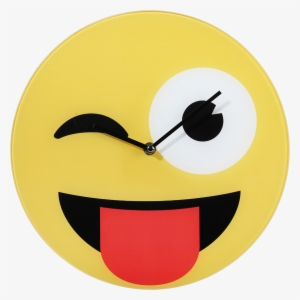 Wall Clock Emoji Tongue Out - Smiley Clock Png