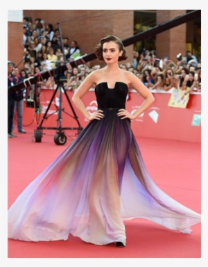 Lily Collins Is A Vision On The Red Carpet At The Rome - Floor Length Flowy Dress