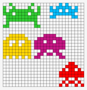 Tiny Space Invader Charms Perler Bead Pattern / Bead - Space Invaders Perler Bead Patterns