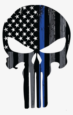 Punisher Png Transparent Image - Blue Line Punisher Skull