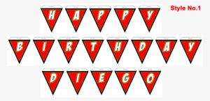 Red With Black Border Custom Happy Birthday Banner - Triangle
