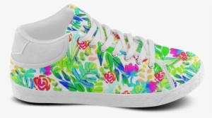 Cute Tropical Watercolor Flowers Womens Chukka Canvas - Shoe