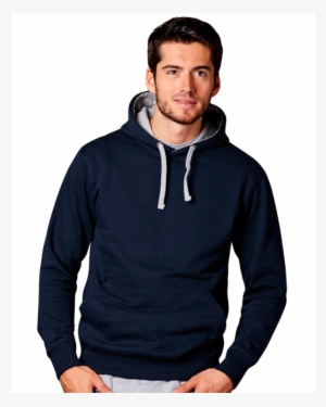 Mens Oxford Navy Hoodie With Contrast Grey Cord And