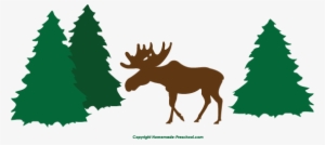 Moose Clipart Green - Moose Trees Clipart