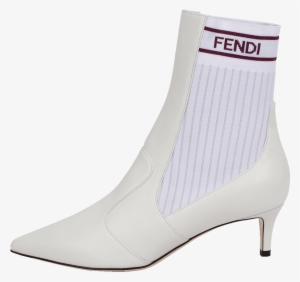 Fendi Logo Jacquard Ribbed Stretch Knit And Leather - Basic Pump